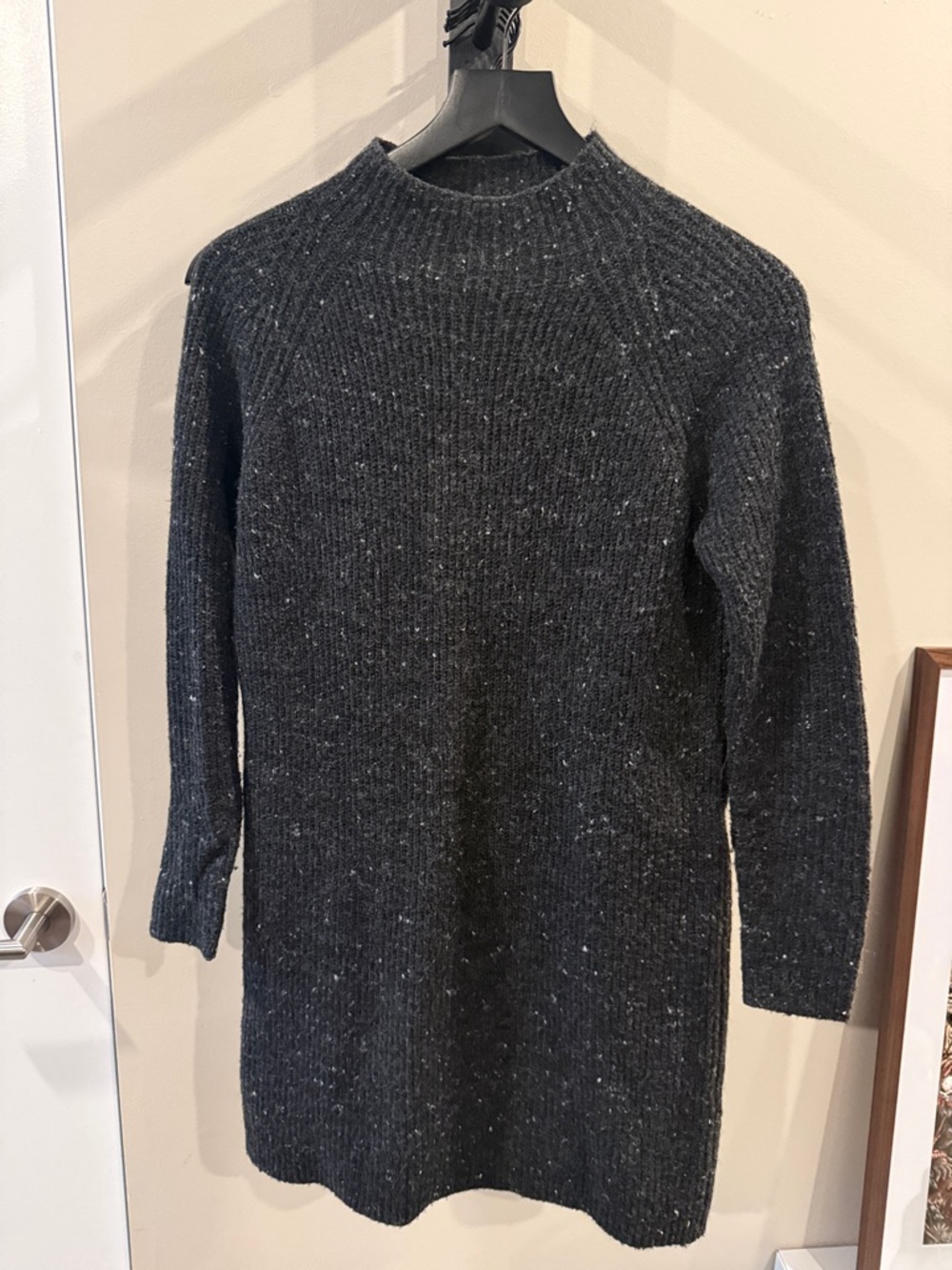 Madewell Charcoal Speckled Knit Sweater Dress